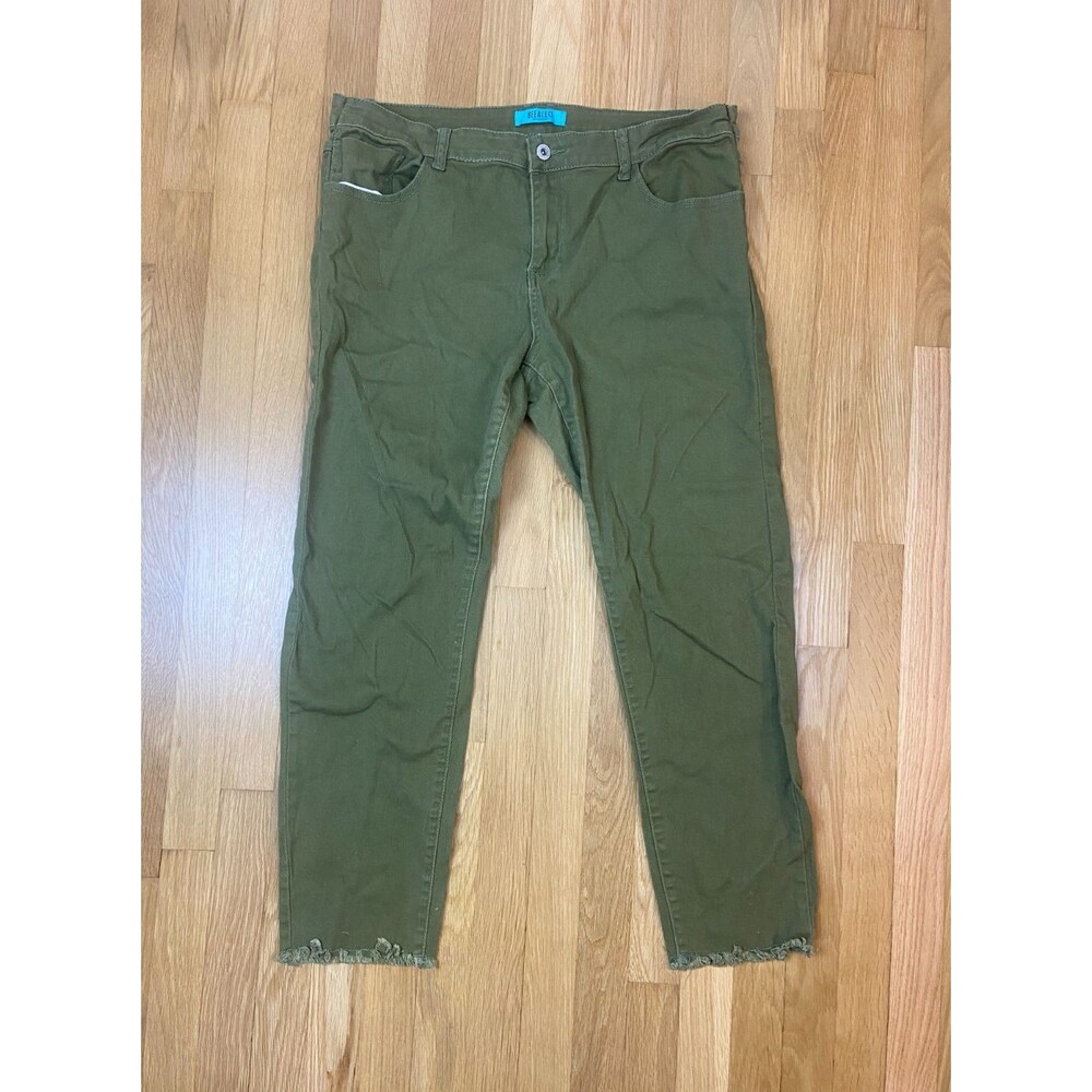 Bee & Ceci Los Angeles Green Olive Skinny Slim Leg Jeans 34 x 27 Ankle